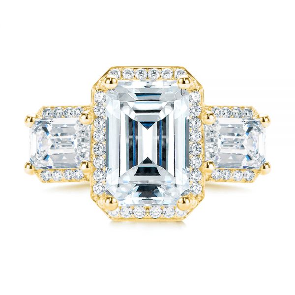 14k Yellow Gold 14k Yellow Gold Custom Emerald Cut Three Stone Engagement Ring - Top View -  107263 - Thumbnail