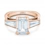 14k Rose Gold 14k Rose Gold Custom Emerald Cut And Baguette Diamond Engagement Ring - Flat View -  101284 - Thumbnail