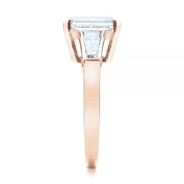 14k Rose Gold 14k Rose Gold Custom Emerald Cut And Baguette Diamond Engagement Ring - Side View -  101284