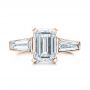 18k Rose Gold 18k Rose Gold Custom Emerald Cut And Baguette Diamond Engagement Ring - Top View -  101284 - Thumbnail