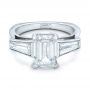 14k White Gold Custom Emerald Cut And Baguette Diamond Engagement Ring - Flat View -  101284 - Thumbnail