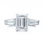 14k White Gold Custom Emerald Cut And Baguette Diamond Engagement Ring - Top View -  101284 - Thumbnail