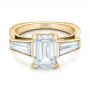 18k Yellow Gold 18k Yellow Gold Custom Emerald Cut And Baguette Diamond Engagement Ring - Flat View -  101284 - Thumbnail