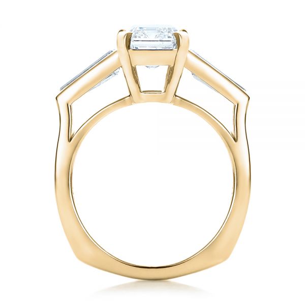 18k Yellow Gold 18k Yellow Gold Custom Emerald Cut And Baguette Diamond Engagement Ring - Front View -  101284