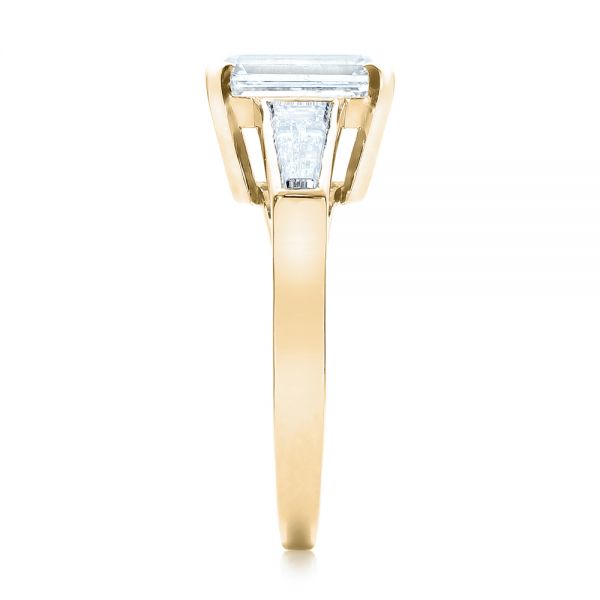 18k Yellow Gold 18k Yellow Gold Custom Emerald Cut And Baguette Diamond Engagement Ring - Side View - 101284
