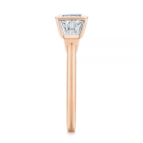 18k Rose Gold 18k Rose Gold Custom Emerald Cut And Tapered Baguette Diamond Engagement Ring - Side View -  106143 - Thumbnail