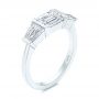 14k White Gold Custom Emerald Cut And Tapered Baguette Diamond Engagement Ring - Three-Quarter View -  106143 - Thumbnail