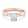 14k Rose Gold 14k Rose Gold Custom Emerald And Baguette Diamond Engagement Ring - Flat View -  100690 - Thumbnail