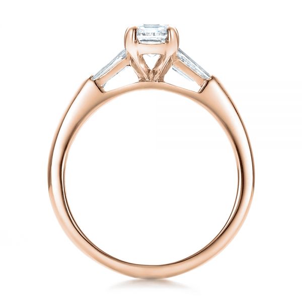 14k Rose Gold 14k Rose Gold Custom Emerald And Baguette Diamond Engagement Ring - Front View -  100690