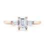 18k Rose Gold 18k Rose Gold Custom Emerald And Baguette Diamond Engagement Ring - Top View -  100690 - Thumbnail