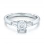  Platinum Custom Emerald And Baguette Diamond Engagement Ring - Flat View -  100690 - Thumbnail