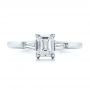  Platinum Custom Emerald And Baguette Diamond Engagement Ring - Top View -  100690 - Thumbnail