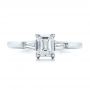 18k White Gold 18k White Gold Custom Emerald And Baguette Diamond Engagement Ring - Top View -  100690 - Thumbnail