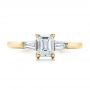 18k Yellow Gold 18k Yellow Gold Custom Emerald And Baguette Diamond Engagement Ring - Top View -  100690 - Thumbnail