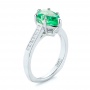 18k White Gold Custom Emerald And Diamond Engagement Ring - Three-Quarter View -  103631 - Thumbnail