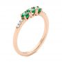 18k Rose Gold Custom Emerald And Diamond Engagement Ring - Three-Quarter View -  104032 - Thumbnail