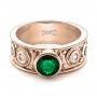 18k Rose Gold 18k Rose Gold Custom Emerald And Diamond Engagement Ring - Flat View -  102099 - Thumbnail