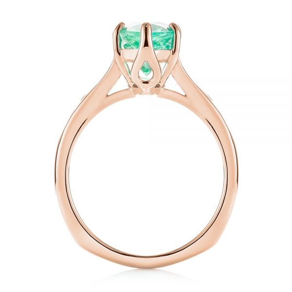 14k Rose Gold 14k Rose Gold Custom Emerald And Diamond Engagement Ring - Front View -  103631