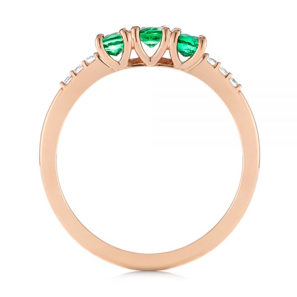 18k Rose Gold Custom Emerald And Diamond Engagement Ring - Front View -  104032