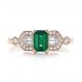 18k Rose Gold 18k Rose Gold Custom Emerald And Diamond Engagement Ring - Top View -  100286 - Thumbnail