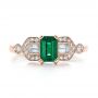 14k Rose Gold 14k Rose Gold Custom Emerald And Diamond Engagement Ring - Top View -  100286 - Thumbnail