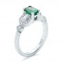 14k White Gold Custom Emerald And Diamond Engagement Ring - Three-Quarter View -  100286 - Thumbnail