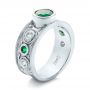 14k White Gold 14k White Gold Custom Emerald And Diamond Engagement Ring - Three-Quarter View -  102099 - Thumbnail