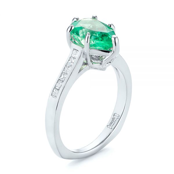 Mergering 14k Yellow Gold Custom Emerald And Diamond Engagement Ring #103631 ...
