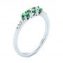 18k White Gold 18k White Gold Custom Emerald And Diamond Engagement Ring - Three-Quarter View -  104032 - Thumbnail