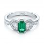 18k White Gold 18k White Gold Custom Emerald And Diamond Engagement Ring - Flat View -  100286 - Thumbnail