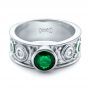 14k White Gold 14k White Gold Custom Emerald And Diamond Engagement Ring - Flat View -  102099 - Thumbnail