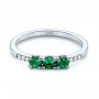 18k White Gold 18k White Gold Custom Emerald And Diamond Engagement Ring - Flat View -  104032 - Thumbnail