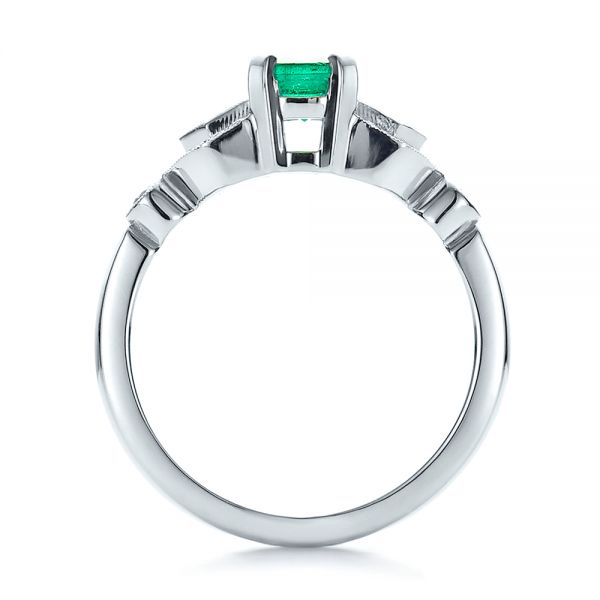  Platinum Platinum Custom Emerald And Diamond Engagement Ring - Front View -  100286