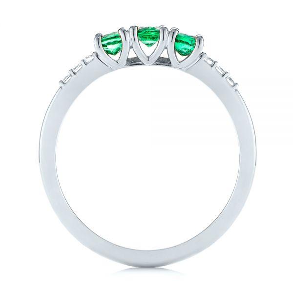 18k White Gold 18k White Gold Custom Emerald And Diamond Engagement Ring - Front View -  104032