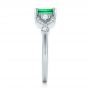 14k White Gold Custom Emerald And Diamond Engagement Ring - Side View -  100286 - Thumbnail
