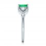 18k White Gold 18k White Gold Custom Emerald And Diamond Engagement Ring - Side View -  100286 - Thumbnail