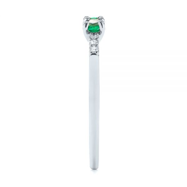 14k White Gold 14k White Gold Custom Emerald And Diamond Engagement Ring - Side View -  104032