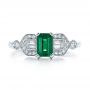 18k White Gold 18k White Gold Custom Emerald And Diamond Engagement Ring - Top View -  100286 - Thumbnail