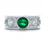 14k White Gold 14k White Gold Custom Emerald And Diamond Engagement Ring - Top View -  102099 - Thumbnail