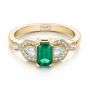 14k Yellow Gold 14k Yellow Gold Custom Emerald And Diamond Engagement Ring - Flat View -  100286 - Thumbnail
