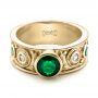 18k Yellow Gold 18k Yellow Gold Custom Emerald And Diamond Engagement Ring - Flat View -  102099 - Thumbnail