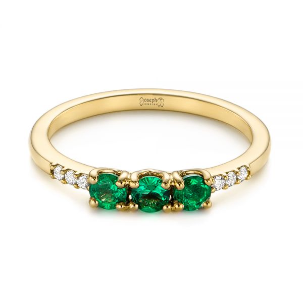 14k Yellow Gold 14k Yellow Gold Custom Emerald And Diamond Engagement Ring - Flat View -  104032
