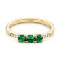 14k Yellow Gold 14k Yellow Gold Custom Emerald And Diamond Engagement Ring - Flat View -  104032 - Thumbnail
