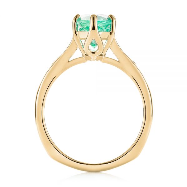 14k Yellow Gold 14k Yellow Gold Custom Emerald And Diamond Engagement Ring - Front View -  103631