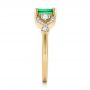 18k Yellow Gold 18k Yellow Gold Custom Emerald And Diamond Engagement Ring - Side View -  100286 - Thumbnail