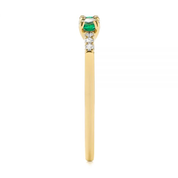 18k Yellow Gold 18k Yellow Gold Custom Emerald And Diamond Engagement Ring - Side View -  104032