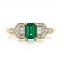 14k Yellow Gold 14k Yellow Gold Custom Emerald And Diamond Engagement Ring - Top View -  100286 - Thumbnail