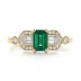 18k Yellow Gold 18k Yellow Gold Custom Emerald And Diamond Engagement Ring - Top View -  100286 - Thumbnail