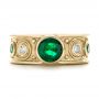 18k Yellow Gold 18k Yellow Gold Custom Emerald And Diamond Engagement Ring - Top View -  102099 - Thumbnail