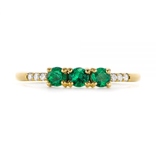 14k Yellow Gold 14k Yellow Gold Custom Emerald And Diamond Engagement Ring - Top View -  104032